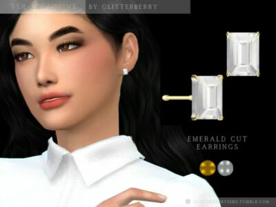 Emerald CUT Earring By Glitterberryfly Sims 4 CC