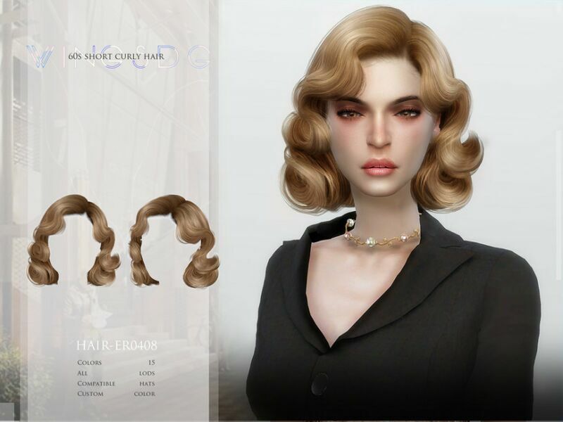 ER0408-60S Short Curly Hair By Wingssims Sims 4 CC