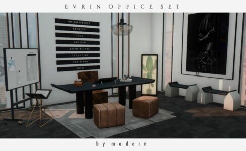 Evrin Office SET By Modern Sims 4 CC