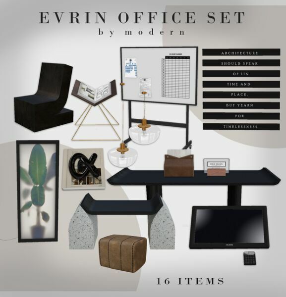 sims 4 cc evrin office set by modern 2