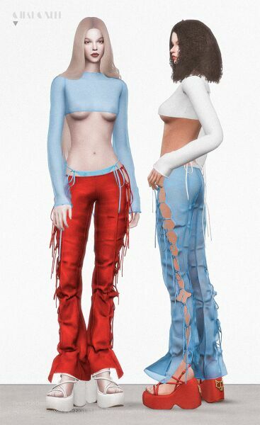 sims 4 cc fanci club droopy pants by charonlee 2