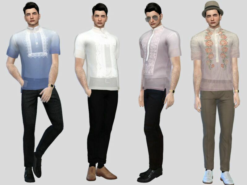 Filipino Barong Tagalog (Short Sleeve) By Mclaynesims Sims 4 CC