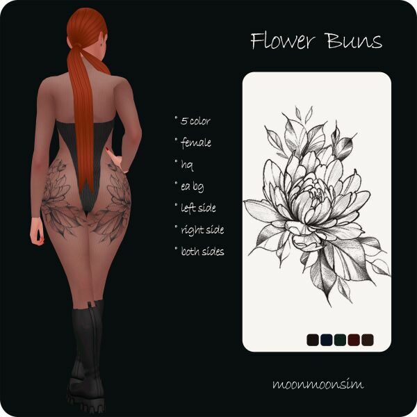 Flower Buns Tattoo By Moonmoonsim Sims 4 CC