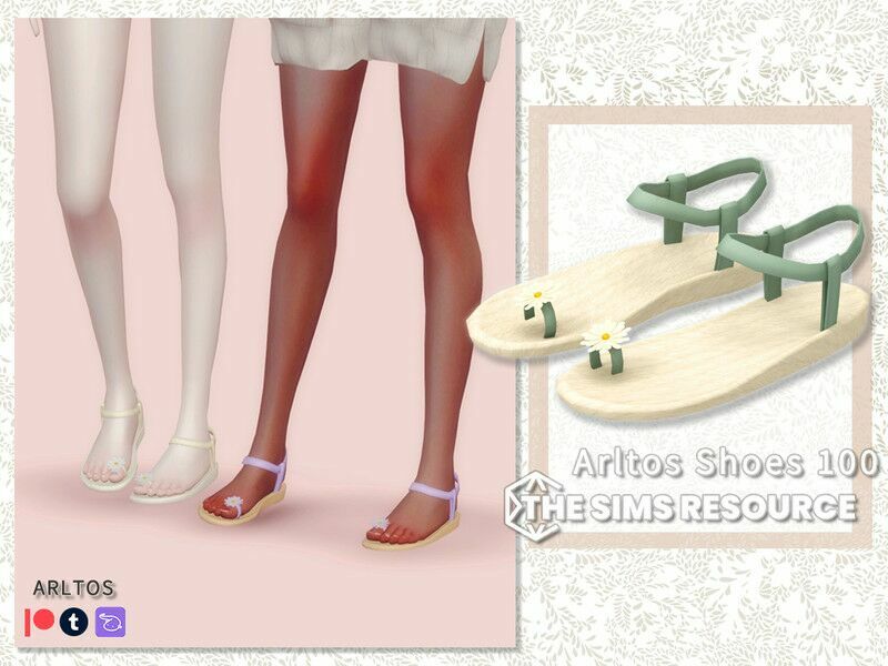 Flower Sandals / 100 By Arltos Sims 4 CC