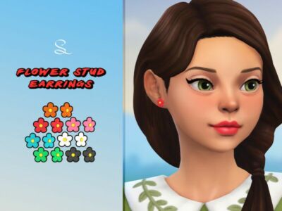 Flower Stud Earrings By Simlasya Sims 4 CC