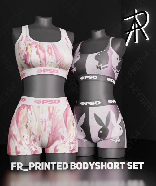 Fr_Printed Bodyshort SET By Freys4 Sims 4 CC