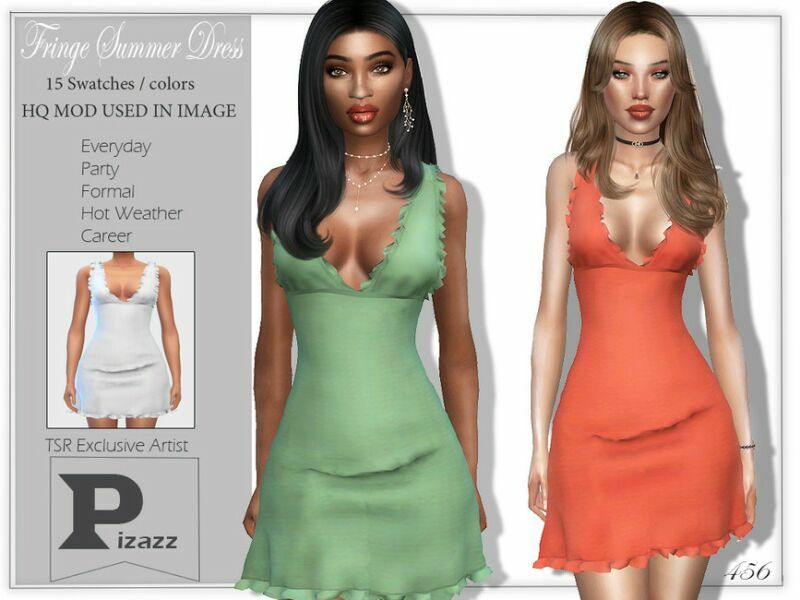 Fringe Summer Dress By Pizazz Sims 4 CC