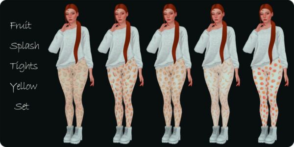 Fruit Splash Tights Yellow SET By Moonmoonsim Sims 4 CC