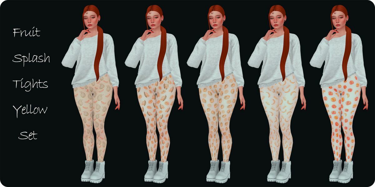 Fruit Splash Tights Yellow SET By Moonmoonsim Sims 4 CC