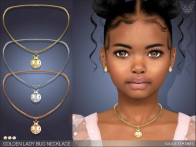 Golden Lady BUG Necklace For Kids By Feyona Sims 4 CC