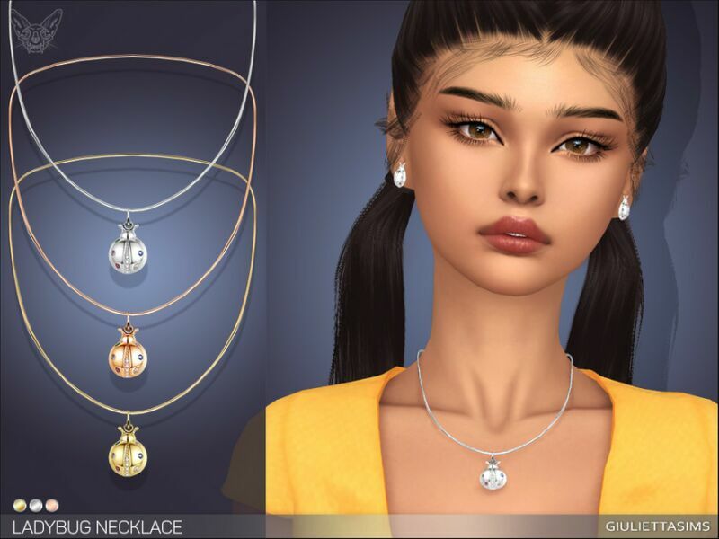 Golden Ladybug Necklace By Feyona Sims 4 CC