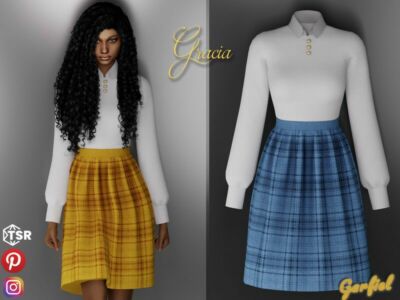 Gracia – White Shirt With Golden… Sims 4 CC