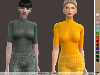 Half Sleeve Ribbed TOP By Ekinege Sims 4 CC