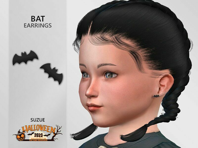 Halloween BAT Earrings Toddler By Suzue Sims 4 CC