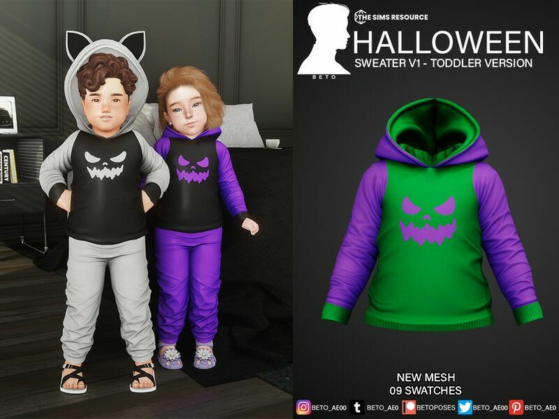 Halloween (Sweater V1 – Toddler Version) Sims 4 CC