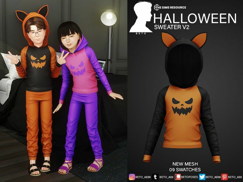 Halloween (Sweater V2 – Child Version) Sims 4 CC