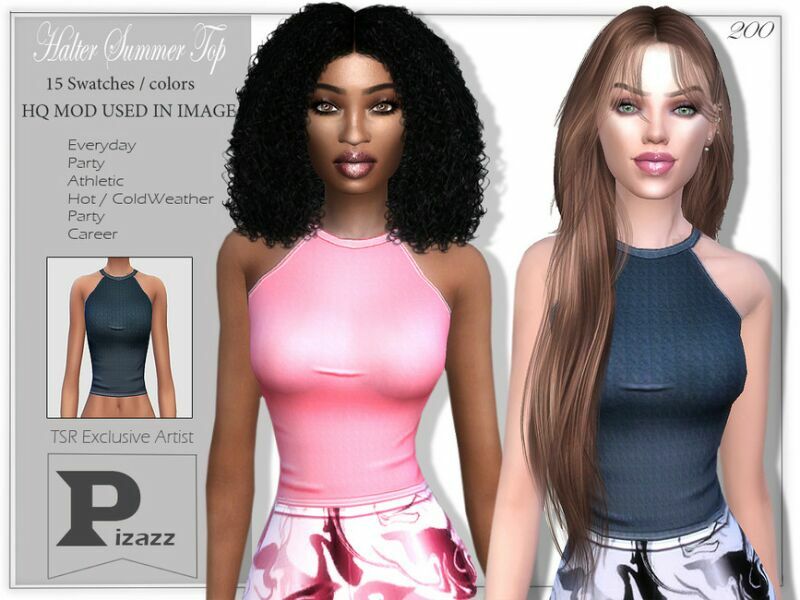 Halter Summer TOP By Pizazz Sims 4 CC