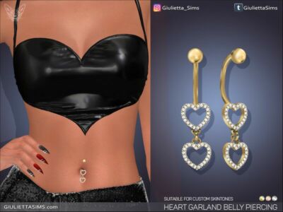 Heart Garland Belly Piercing (FOR Custom Skin Tones) By Feyona Sims 4 CC