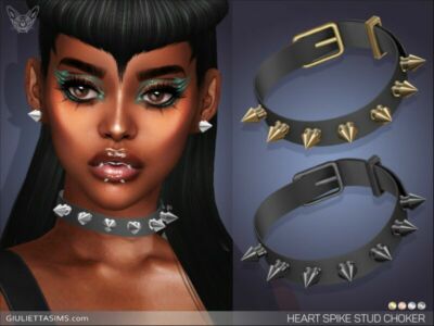 Heart Spike Stud Choker By Feyona Sims 4 CC