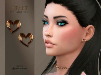 Heart V2 Earrings By Suzue Sims 4 CC