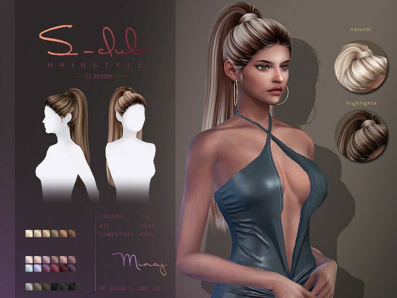 High Ponytail Hair(Minaj) By S-Club Sims 4 CC