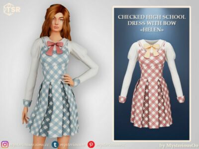 High School Dress With BOW “Helen” – / Everyday Sims 4 CC