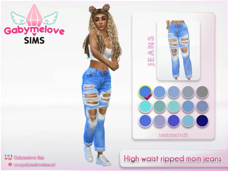 sims 4 cc high waist ripped mom jeans 2