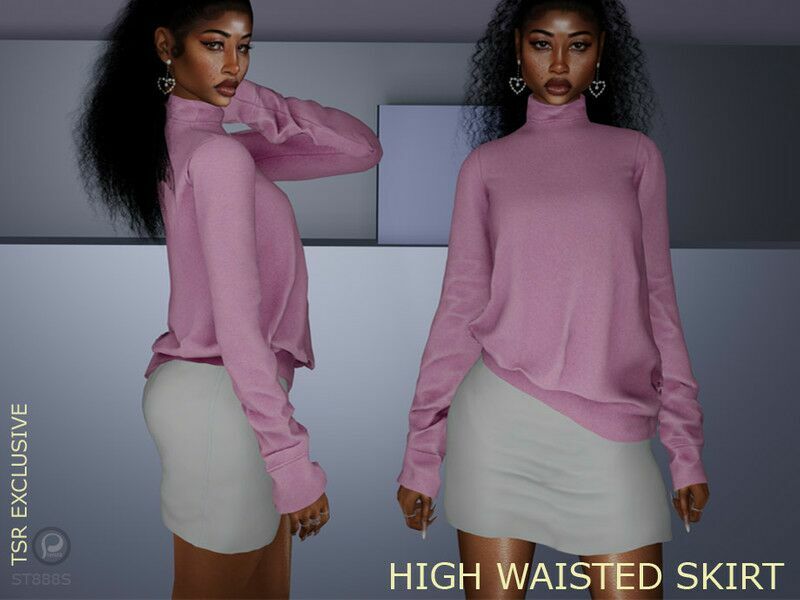 High Waisted Cotton Skirt By Pizazz Sims 4 CC