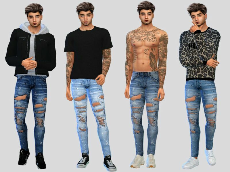 Hungson Tattered Jeans By Mclaynesims Sims 4 CC