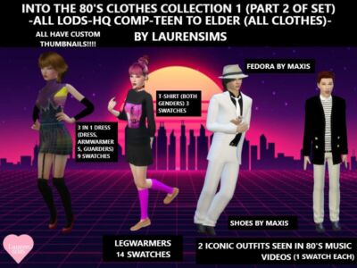 Into The 80’S Collection Part 2 (Clothing SET 1) By Laurensims Sims 4 CC