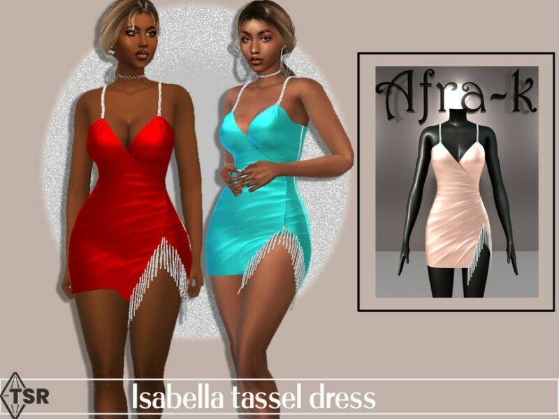 Isabella Tassel Dress By Akaysims Sims 4 CC