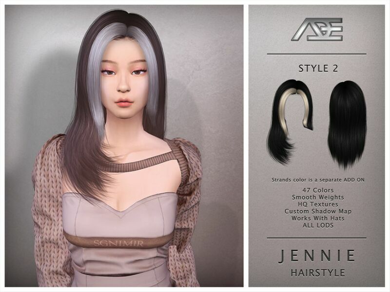 Jennie Style 2 (Hairstyle) Sims 4 CC