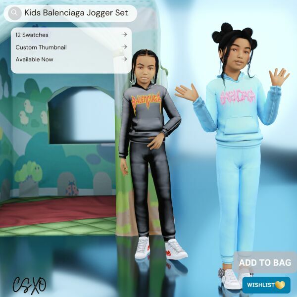 Kids Balenciaga Jogger SET Sims 4 CC