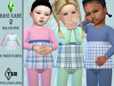 Knit And Plaid Pajamas TOP By Pelineldis Sims 4 CC