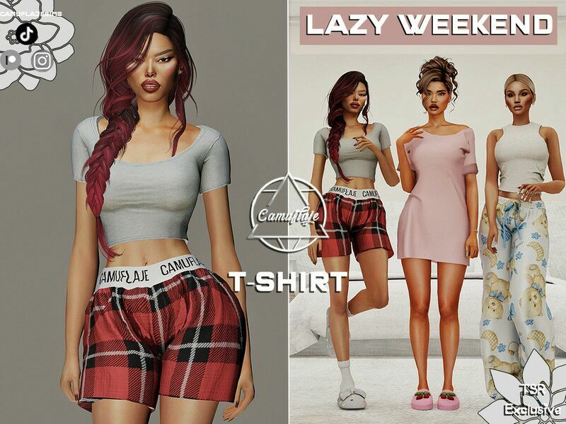 Lazy Weekend Collection – T-Shirt By Camuflaje Sims 4 CC