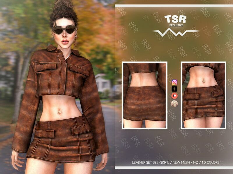 Leather SET-392 (Skirt) BD1066 By Busra-Tr Sims 4 CC