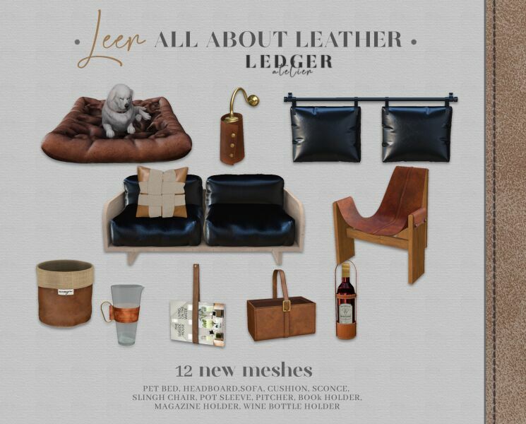 Leer ALL About Leather SET Sims 4 CC