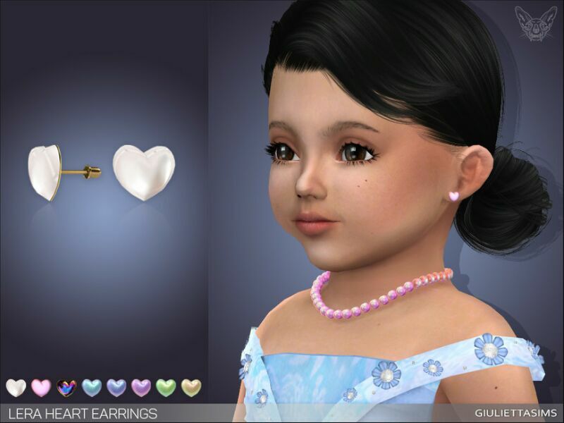 Lera Heart Earrings For Toddlers By Feyona Sims 4 CC