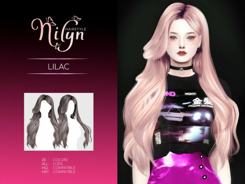 Lilac Hair – NEW Mesh By Nilyn Sims 4 CC