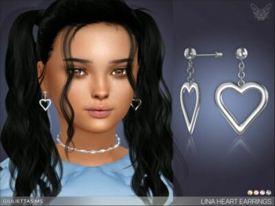 Lina Heart Earrings For Kids By Feyona Sims 4 CC