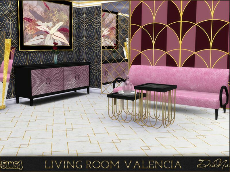 sims 4 cc living room valencia by diana 4