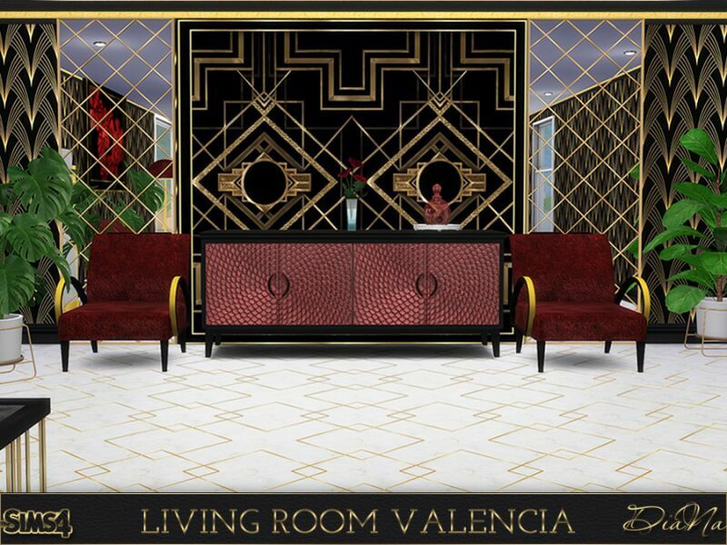 sims 4 cc living room valencia by diana 5