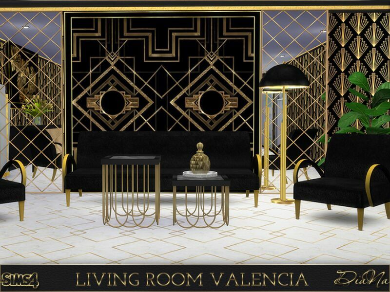 sims 4 cc living room valencia by diana 6