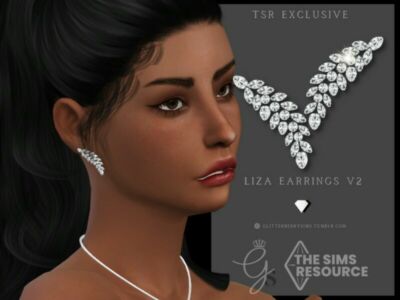 Liza Earrings V2 By Glitterberryfly Sims 4 CC