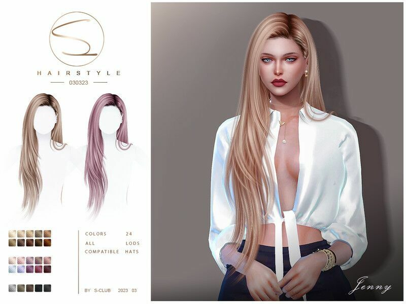 Long Straight… By S-Club Sims 4 CC