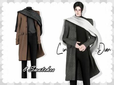 Long Suit And Scarf Sims 4 CC