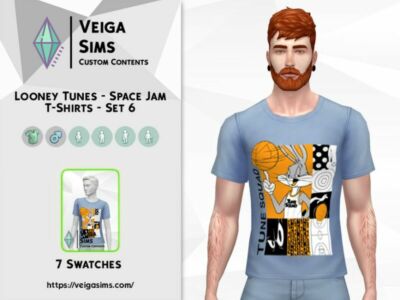 Looney Tunes – Space JAM T-Shirts – SET 6 Sims 4 CC