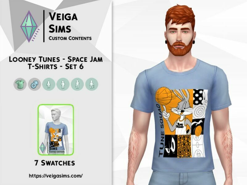 Looney Tunes – Space JAM T-Shirts – SET 6 Sims 4 CC