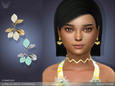 Lorelei Drop Earrings For Kids By Feyona Sims 4 CC