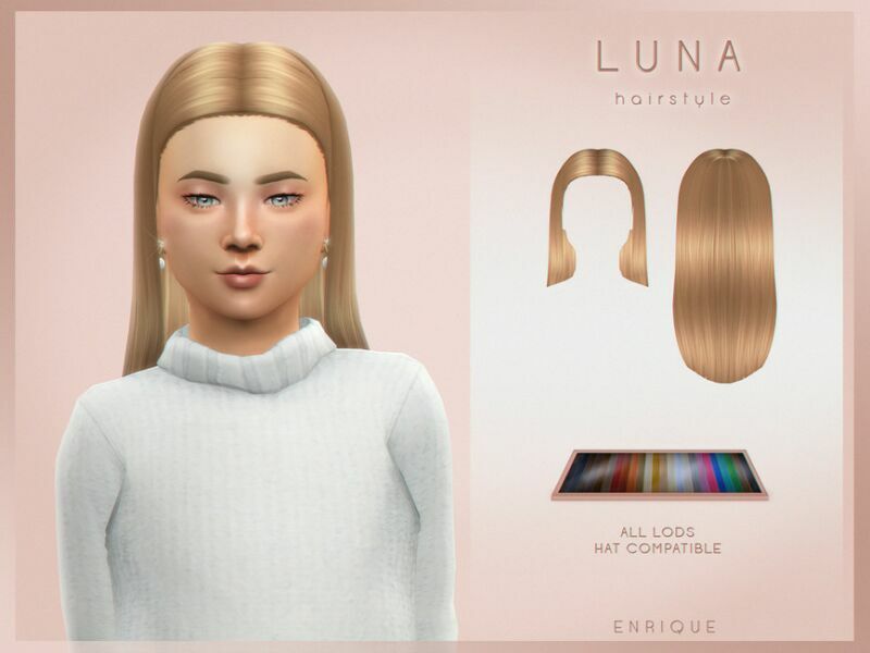 Luna Hairstyle (Child Version) By Enriques4 Sims 4 CC